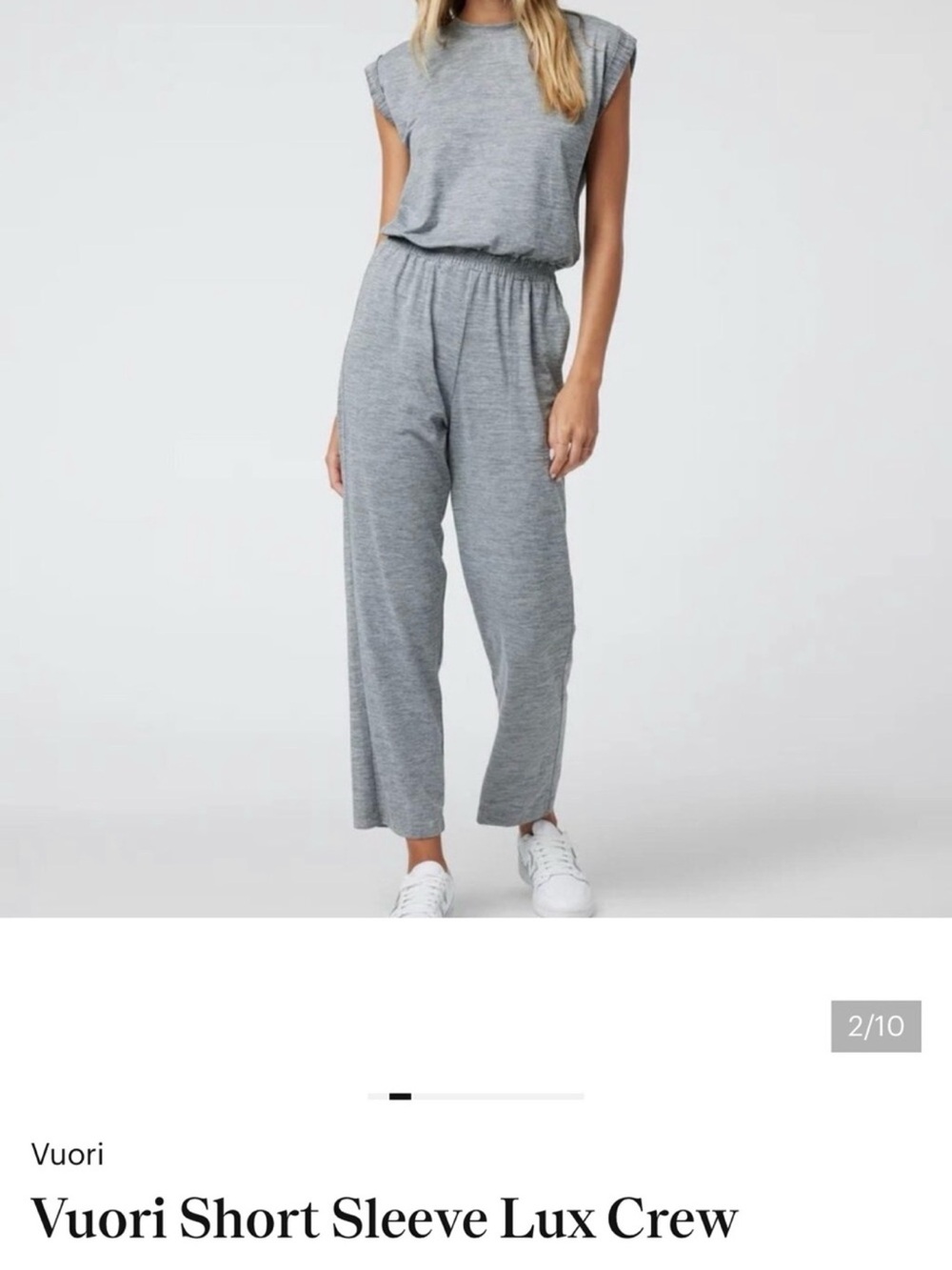 Vuori Women's Wide Leg Jumpsuit in Heather Gray